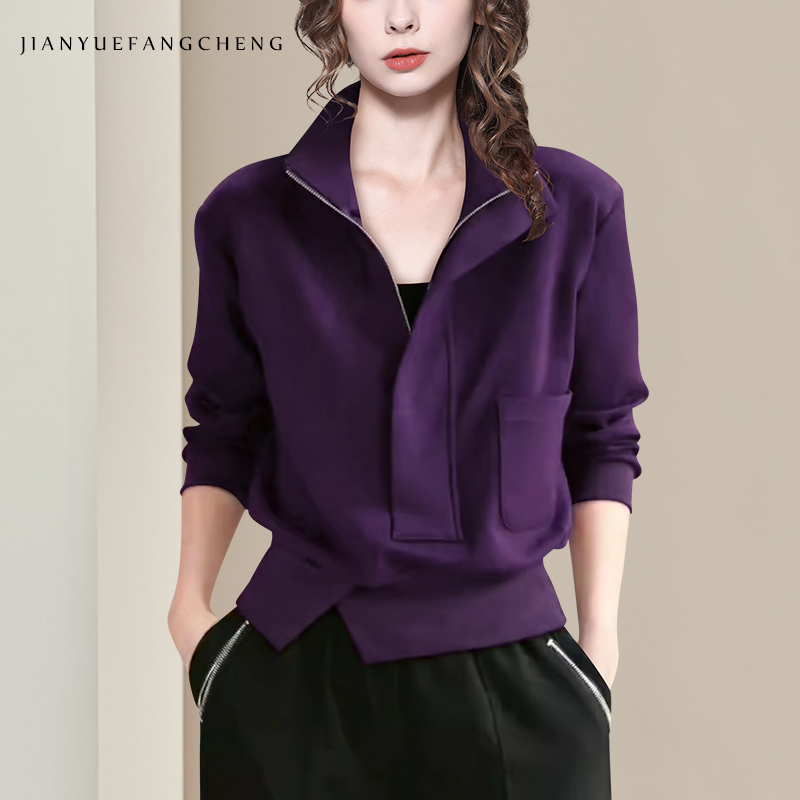 Women'S Fashion Quarter Zip - بلوزات نسائية متماسكة نصف سحاب بلوفر