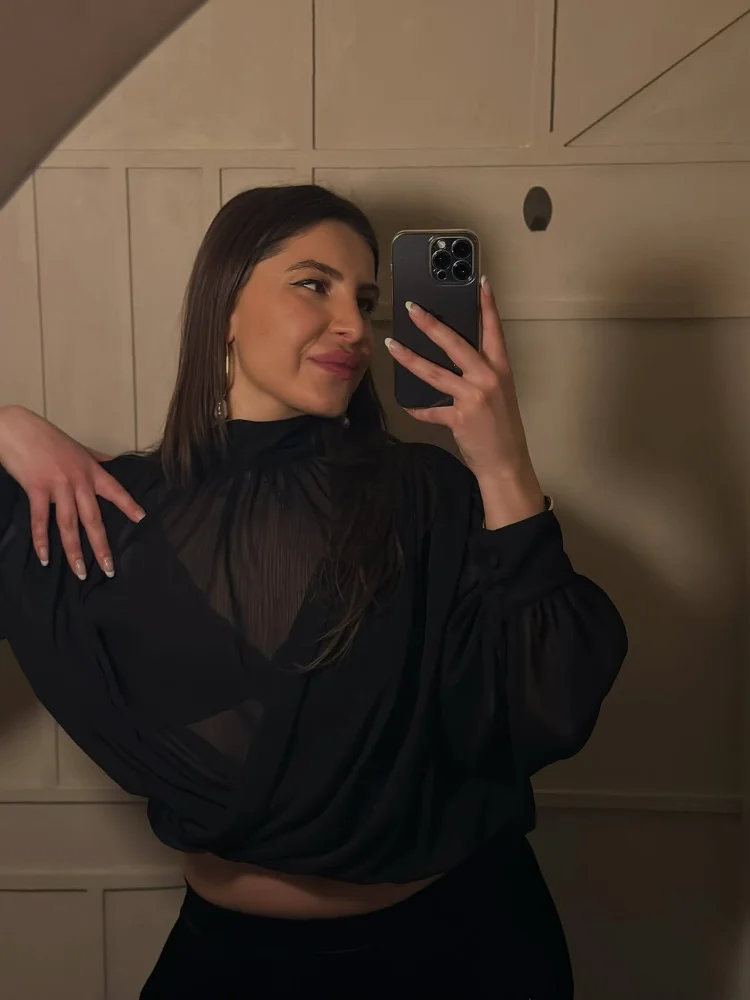 Wrap Blouse Chiffon - بلوزة شيفون شفافة سوداء أنيقة للنساء