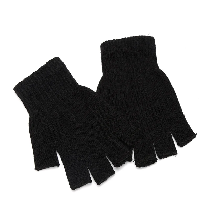 Women'S Fashion Gloves - قفازات سوداء للجنسين نصف إصبع بدون