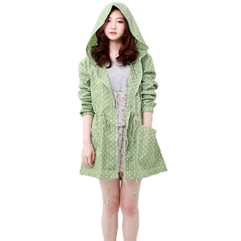 Women'S Fashion Rain Jacket - موضة دوت طباعة المرأة معطف واق