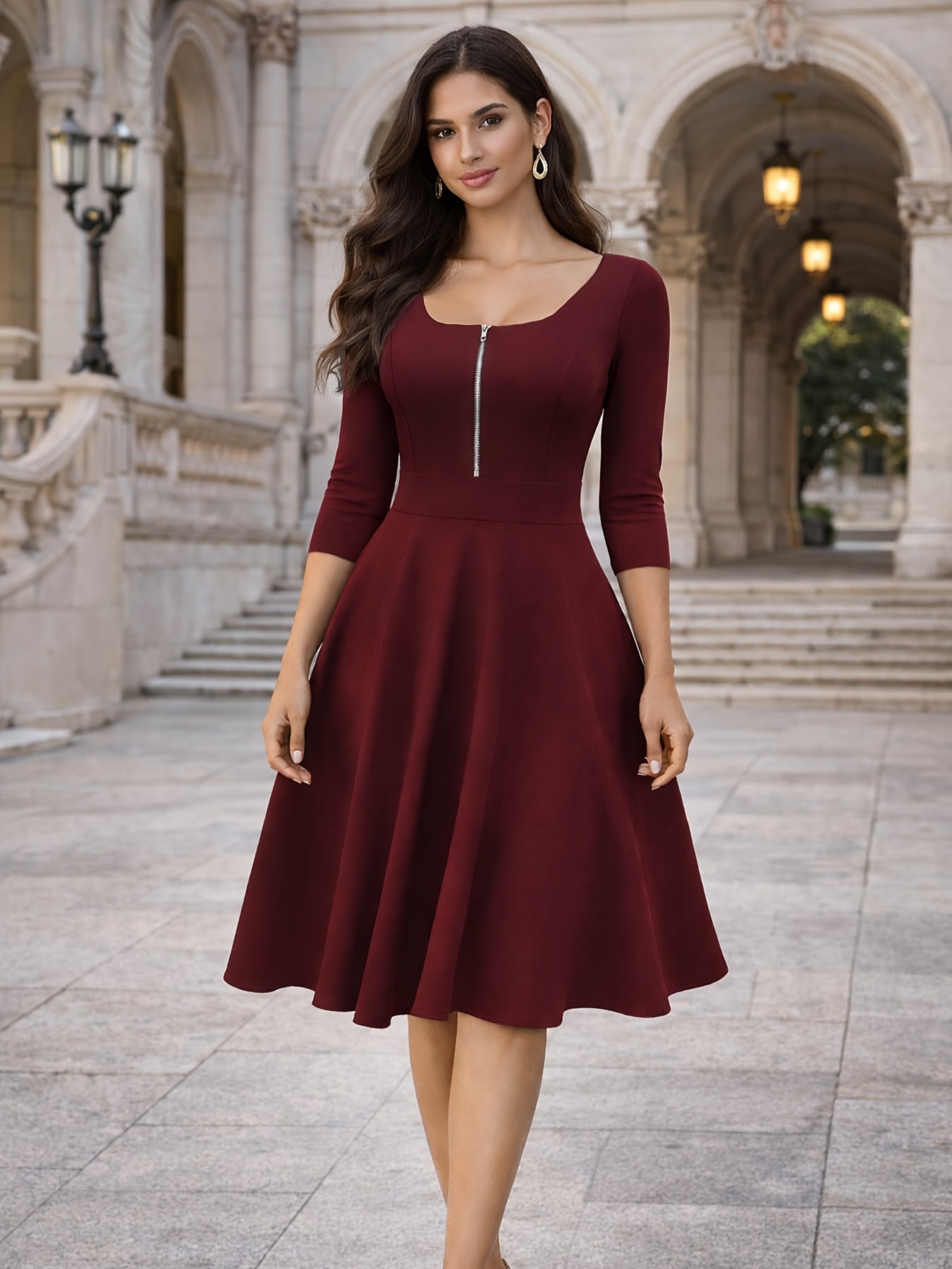 Women'S Fashion Quarter Zip - فستان نسائي جديد بتصميم عصري ضيق
