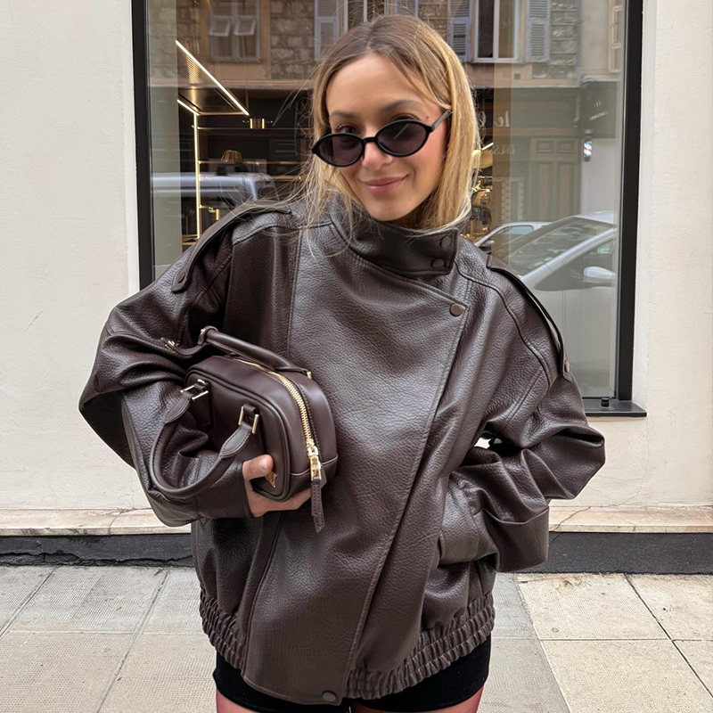 Women'S Fashion Leather Jacket - سترة نسائية 2025 موضة جديدة للخريف