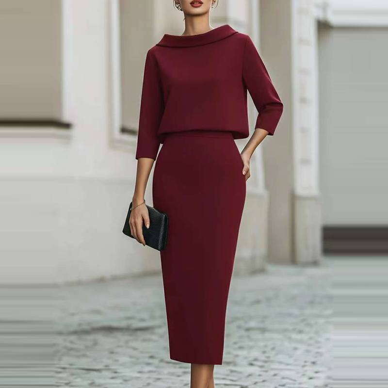 Women'S Fashion Quarter Zip - طقم تنورة أنيق وعصري بقصة ضيقة،