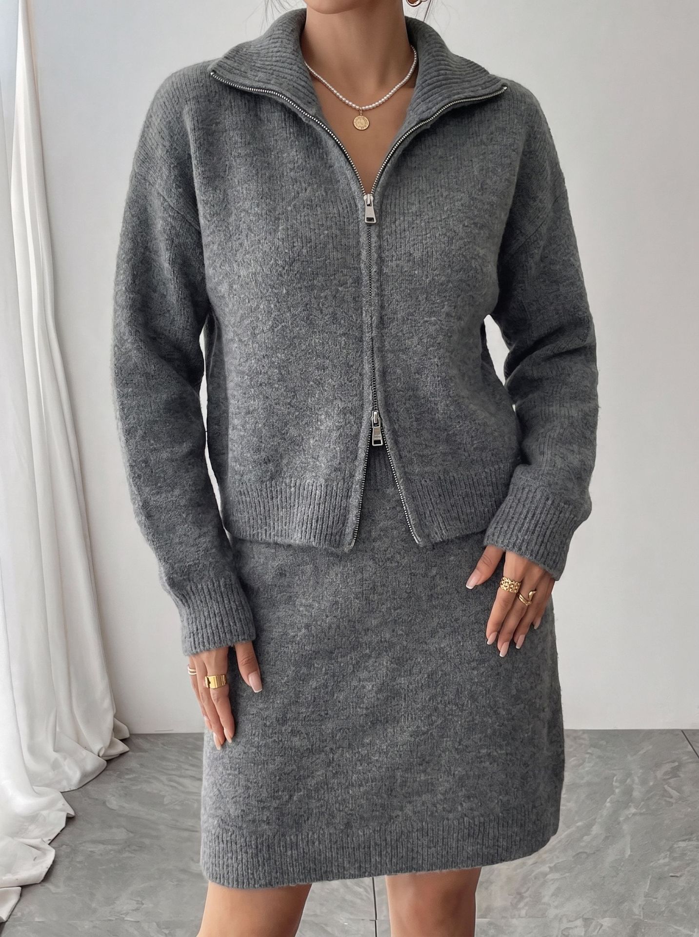 Women'S Fashion Quarter Zip - بدلة رياضية أنيقة محبوكة بسحّاب للنساء