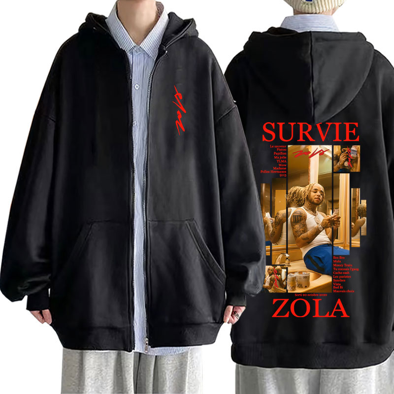 Women'S Fashion Zip Up Hoodies - مغني الراب Zola Survie الجرافيك قلنسوة