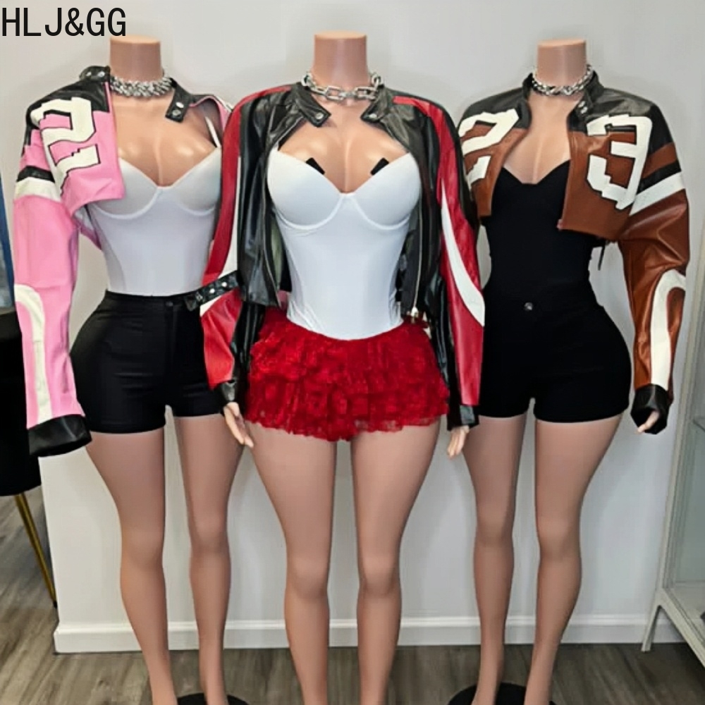 Women'S Fashion Leather Jacket - HLJ & GG موضة Y2K سترة