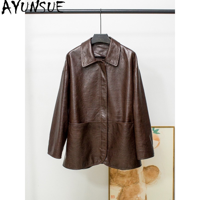 Women'S Fashion Leather Jacket - سترات نسائية من جلد الغنم المشمع