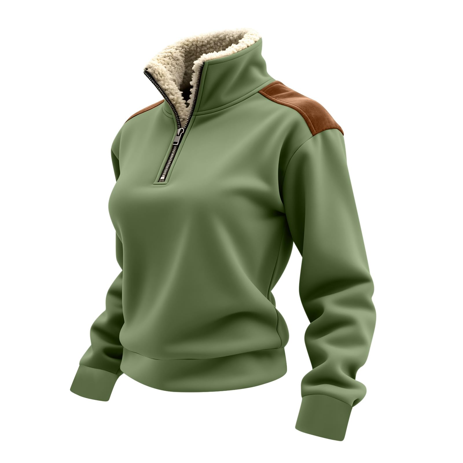 Women'S Fashion Quarter Zip - بلوزات نسائية بأكمام طويلة سترة خريفية