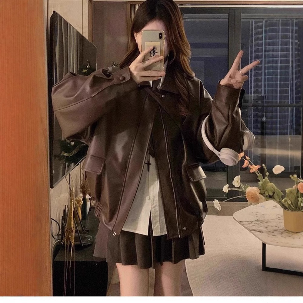 المرأة بولي معطف معطف جلد سترة - مراجعة Women'S Fashion Leather Jacket وسعره