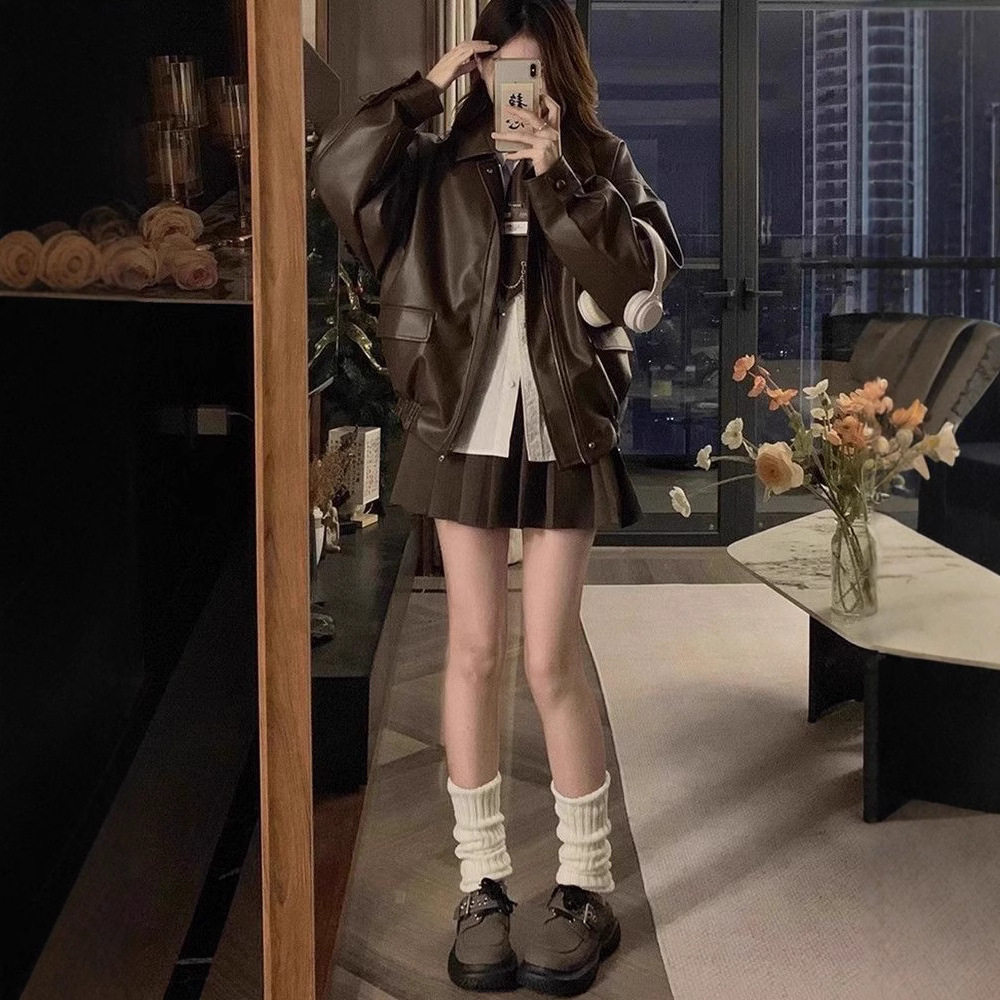 المرأة بولي معطف معطف جلد سترة - مراجعة Women'S Fashion Leather Jacket وسعره