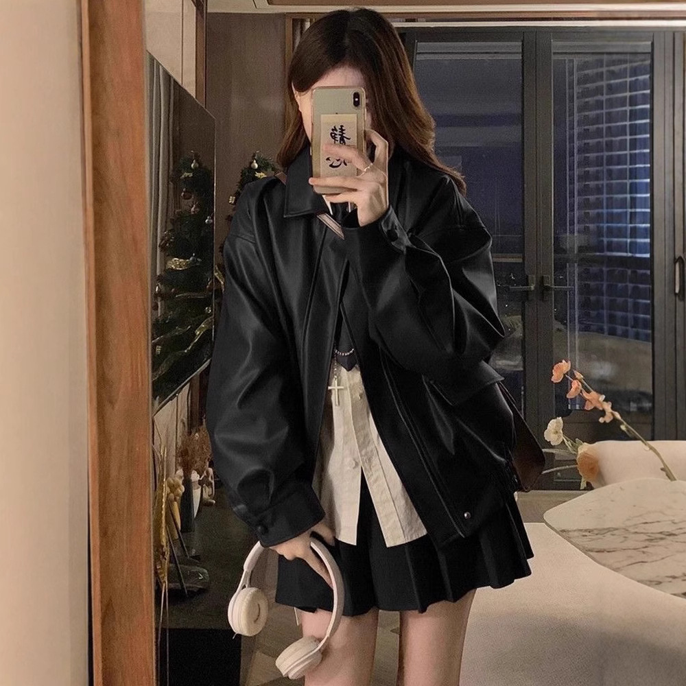 المرأة بولي معطف معطف جلد سترة - مراجعة Women'S Fashion Leather Jacket وسعره