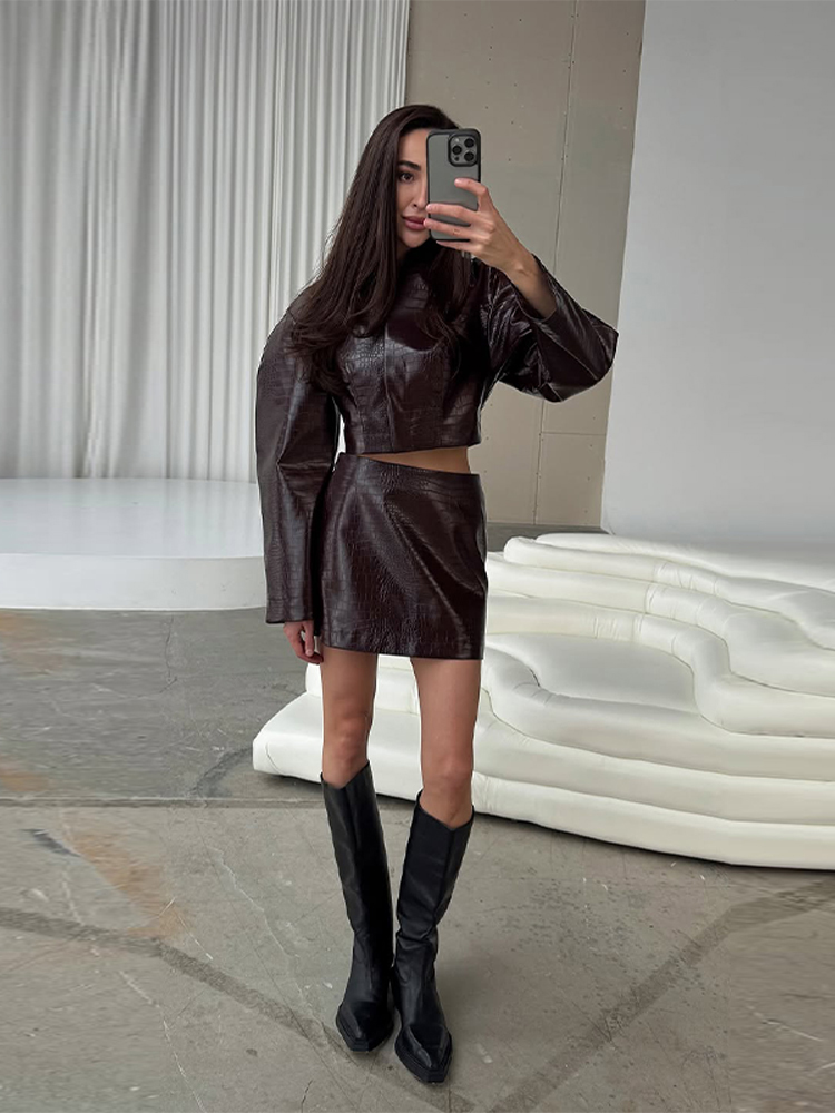 طقم نسائي جديد لربيع وخريف 202 - مراجعة Women'S Fashion Leather Jacket وسعره
