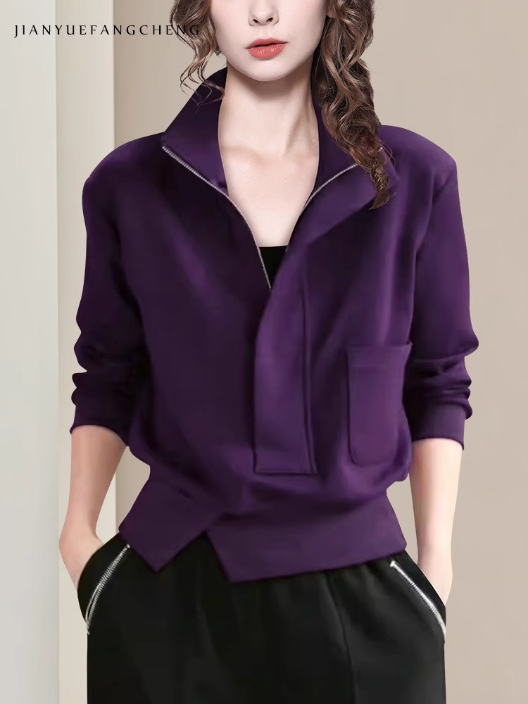 بلوزات نسائية متماسكة نصف سحاب - مراجعة Women'S Fashion Quarter Zip وسعره