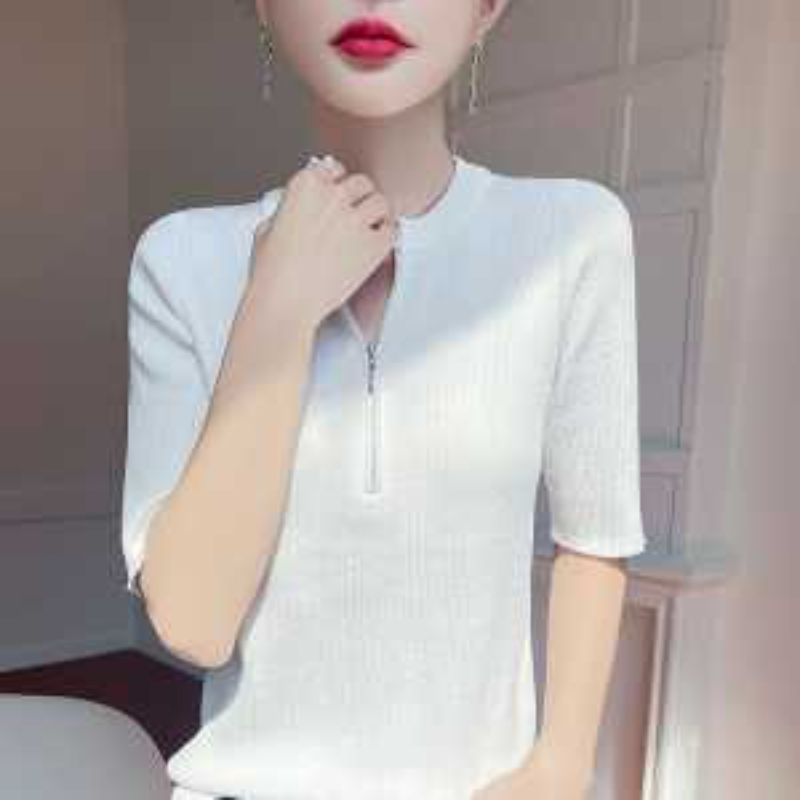 تي شيرت نسائي أحمر محبوك بنصف  - مراجعة Women'S Fashion Quarter Zip وسعره