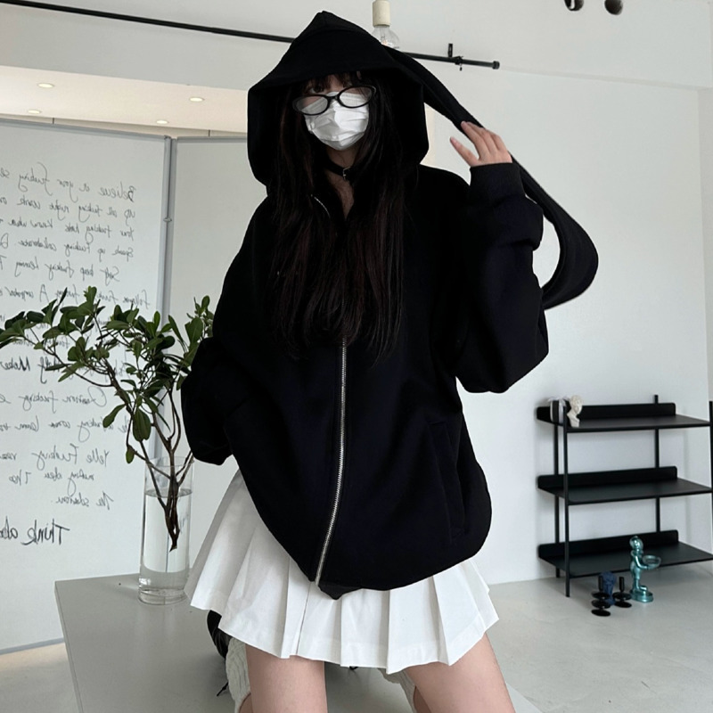 2025 الخريف Kawaii الأرنب آذان - مراجعة Women'S Fashion Zip Up Hoodies وسعره