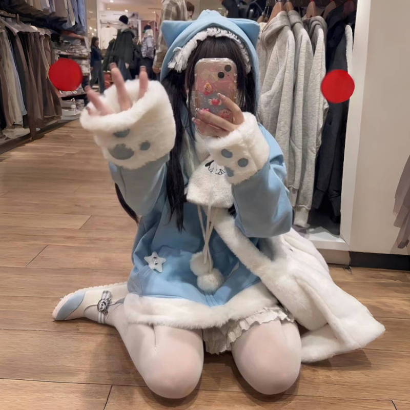 اليابانية لطيف أنيمي التطريز ا - مراجعة Women'S Fashion Zip Up Hoodies وسعره