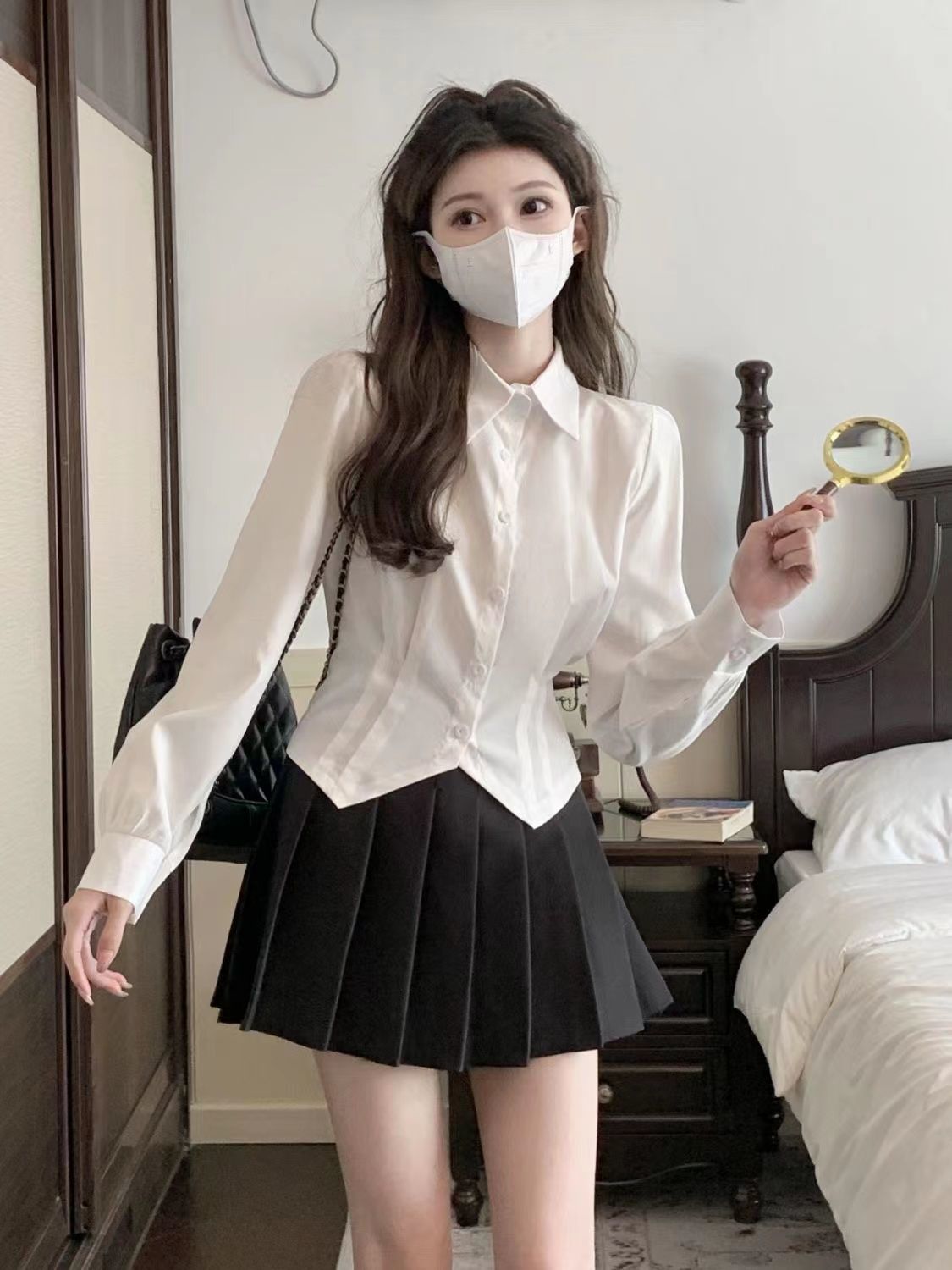 2000s قميص أبيض طويل الأكمام خ - مراجعة Wrap Blouse Chiffon وسعره