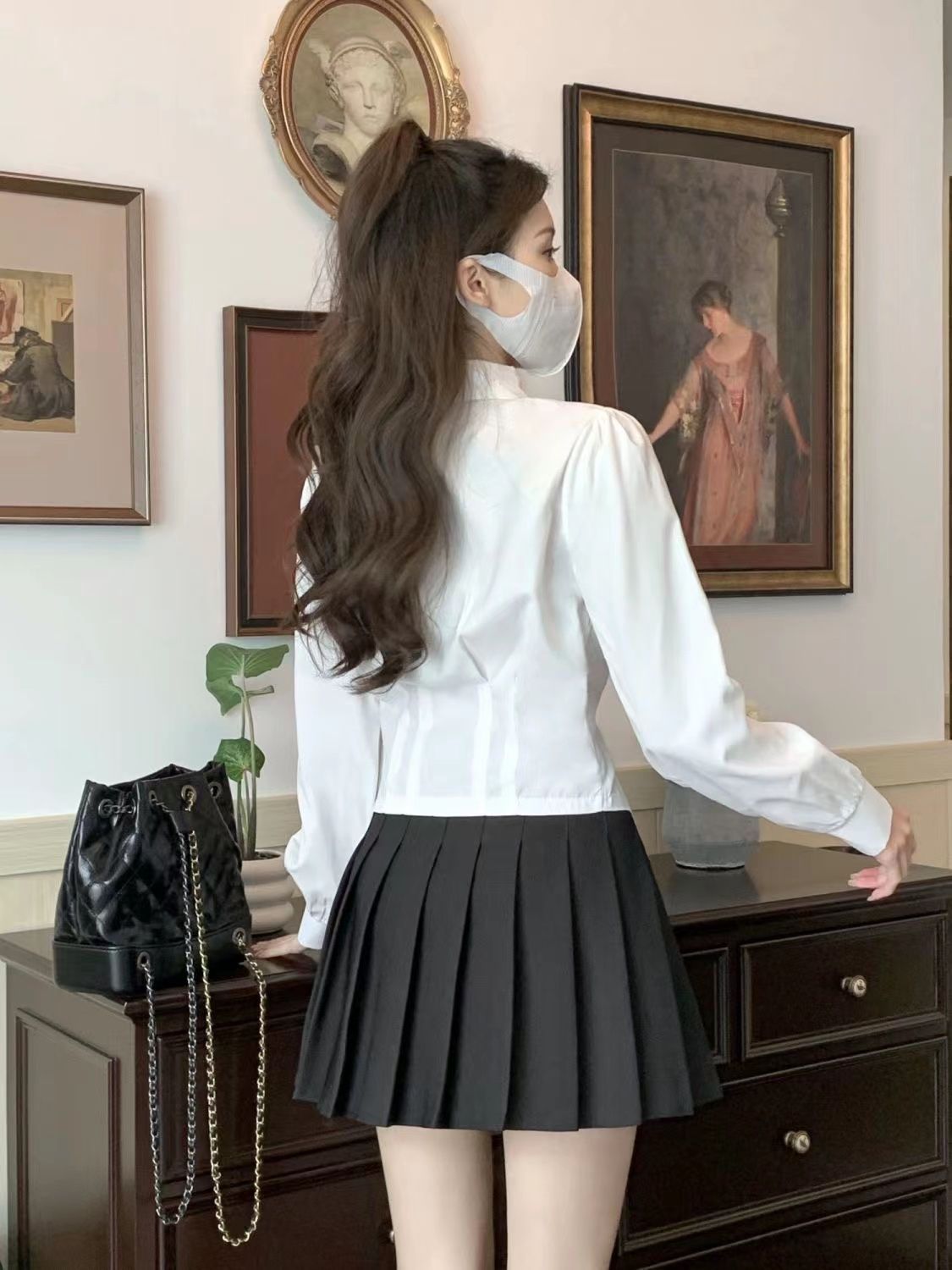 2000s قميص أبيض طويل الأكمام خ - مراجعة Wrap Blouse Chiffon وسعره