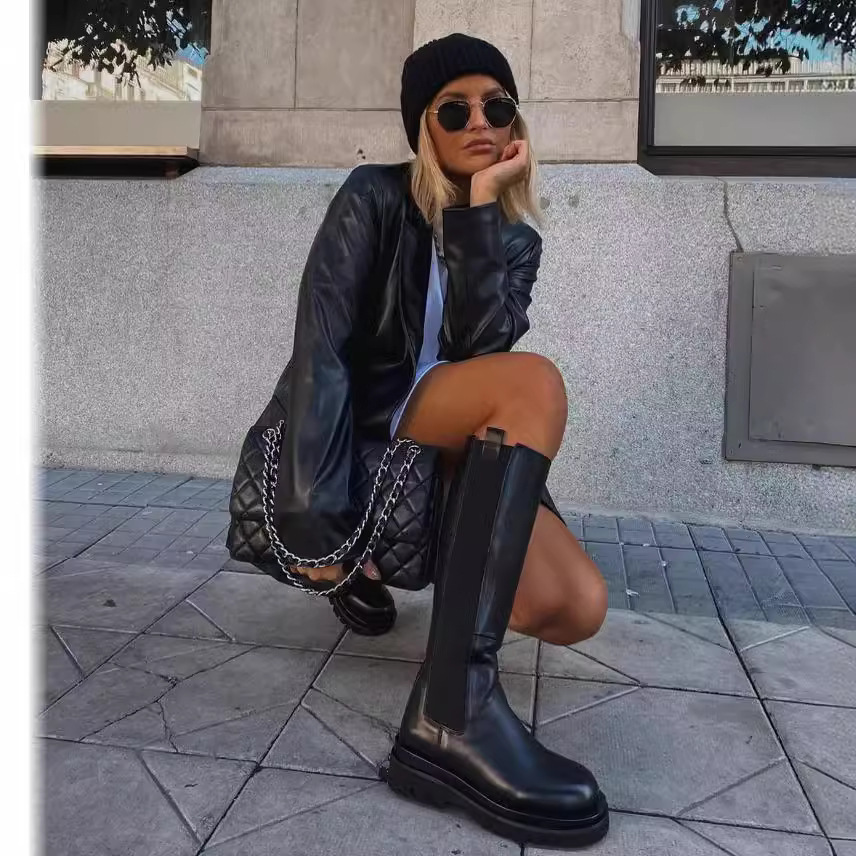 ملابس نسائية سوداء لخريف وشتاء - مراجعة Women'S Fashion Leather Jacket وسعره