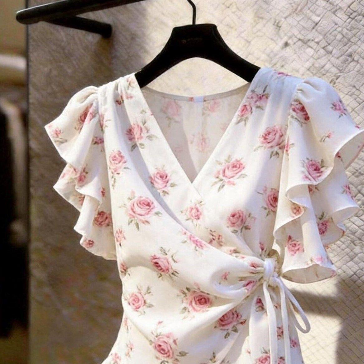 بلوزة نسائية أنيقة ورومانسية م - مراجعة Wrap Blouse Chiffon وسعره