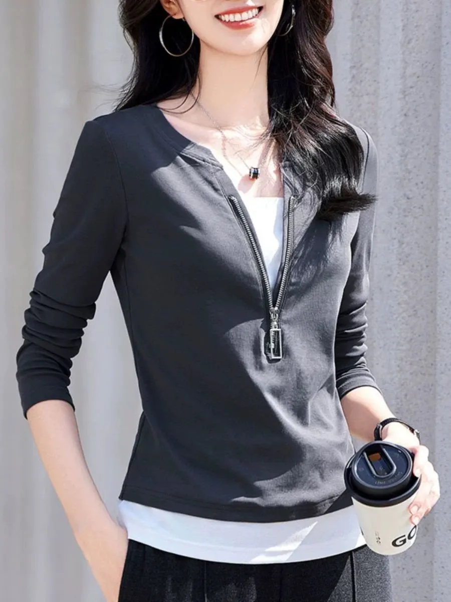بلوزة نسائية عصرية برقبة على ش - مراجعة Women'S Fashion Quarter Zip وسعره