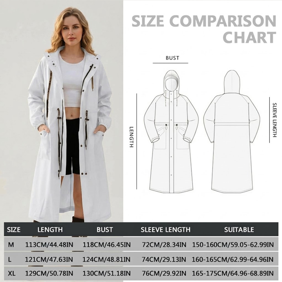 معطف مطر طويل للنساء مقاوم للم - مراجعة Women'S Fashion Rain Jacket وسعره