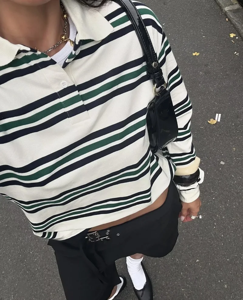 قميص بولو الرجبي المريح المخطط - مراجعة Women'S Fashion Rugby Top وسعره
