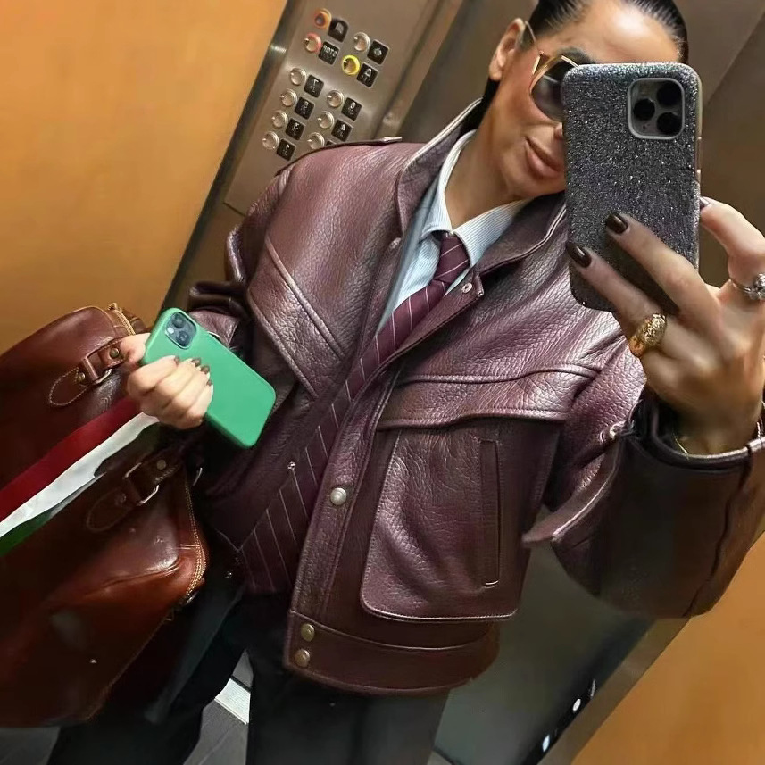جاكيت نسائي من جلد الغنم الأصل - مراجعة Women'S Fashion Leather Jacket وسعره