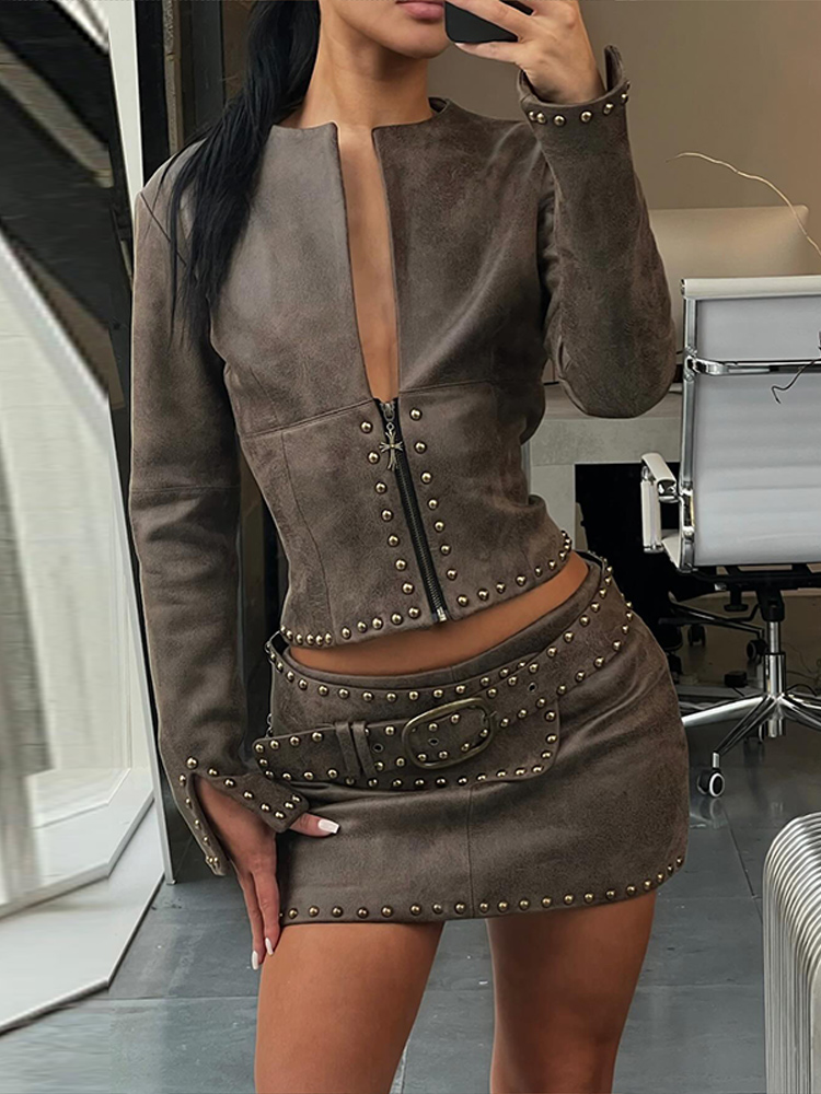 طقم نسائي عصري من قطعتين: جاكي - مراجعة Women'S Fashion Leather Jacket وسعره
