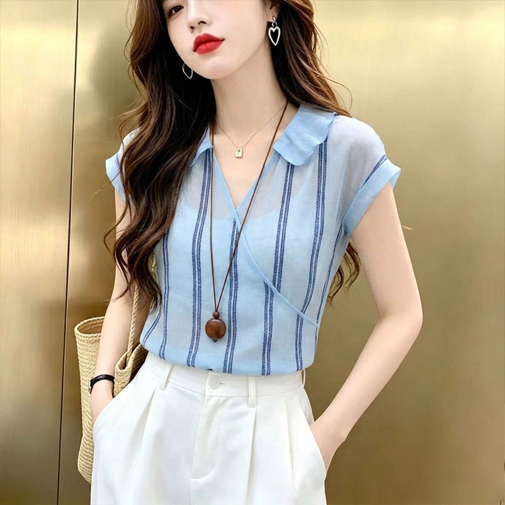 بلوزة نسائية صيفية أنيقة بتصمي - مراجعة Wrap Blouse Chiffon وسعره