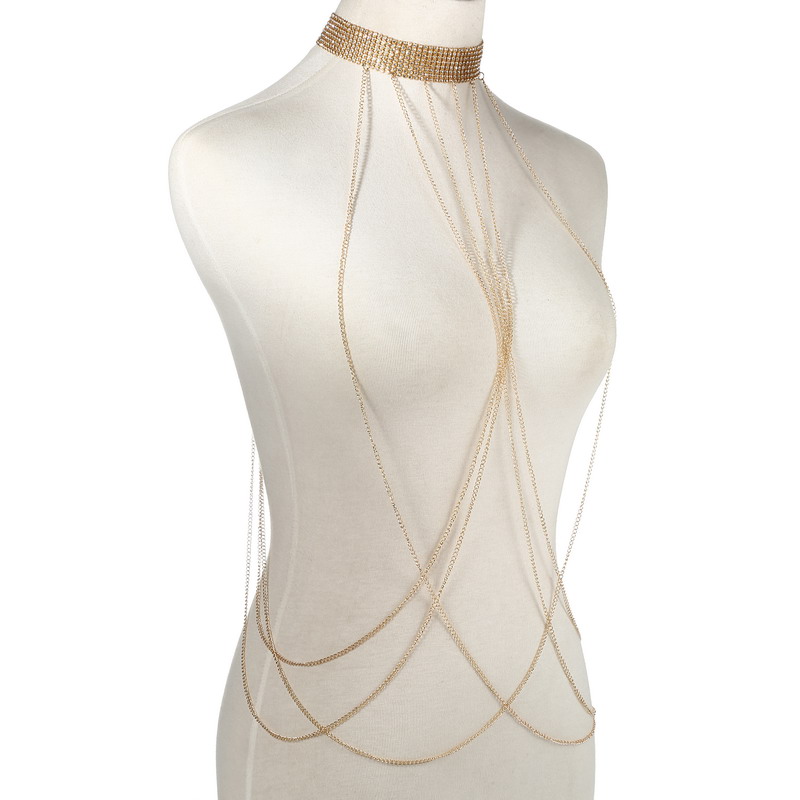 الذهب اللون الجسم سلسلة المرأة - مراجعة Women'S Fashion Harness وسعره