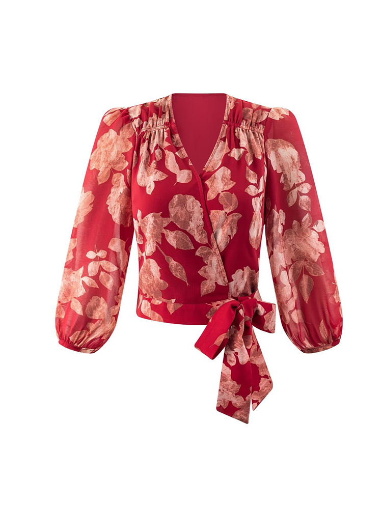 المرأة الخامس الرقبة التفاف ضم - مراجعة Wrap Blouse Chiffon وسعره