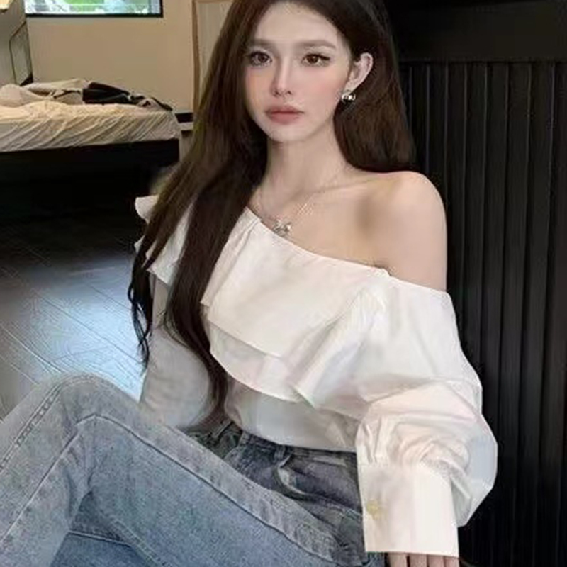 قميص أبيض عتيق مكشكش مكشوف الأ - مراجعة Wrap Blouse Chiffon وسعره