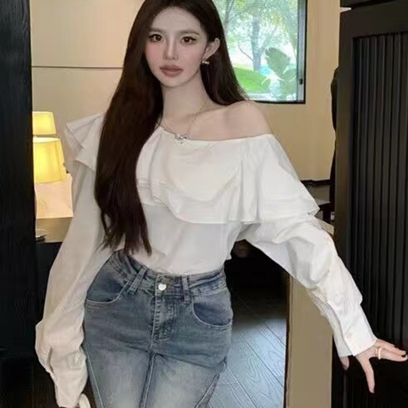 قميص أبيض عتيق مكشكش مكشوف الأ - مراجعة Wrap Blouse Chiffon وسعره