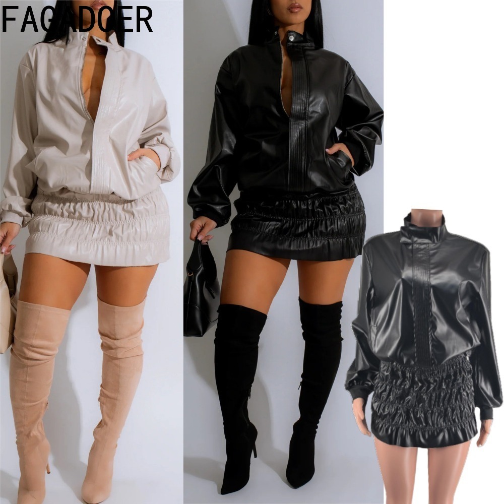 FAGADOER الشرير الجلود 2 قطعة  - مراجعة Women'S Fashion Quarter Zip وسعره