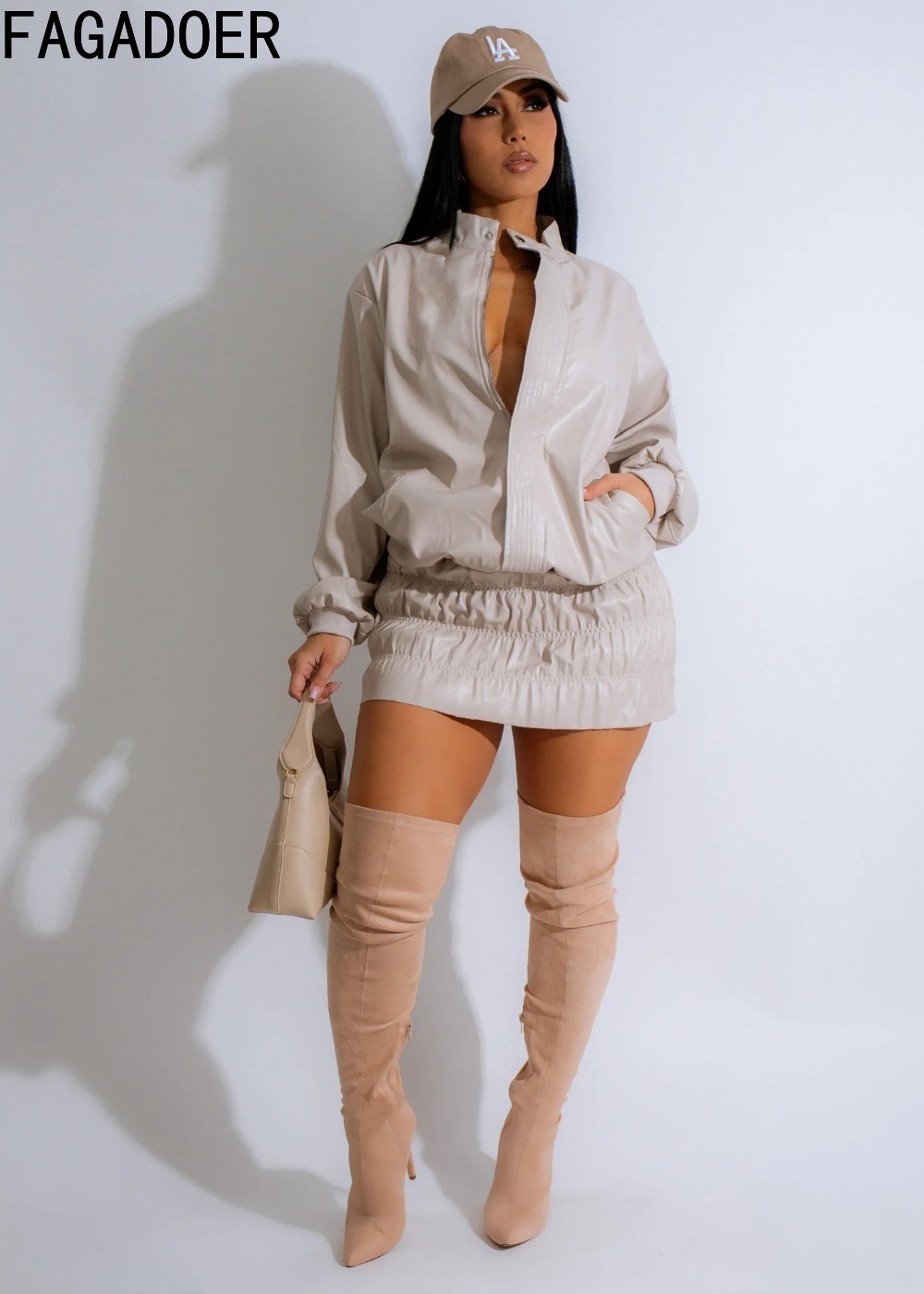FAGADOER الشرير الجلود 2 قطعة  - مراجعة Women'S Fashion Quarter Zip وسعره