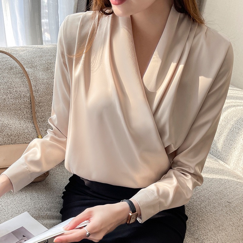 بلوزة نسائية بياقة V ملفوفة من - مراجعة Wrap Blouse Chiffon وسعره