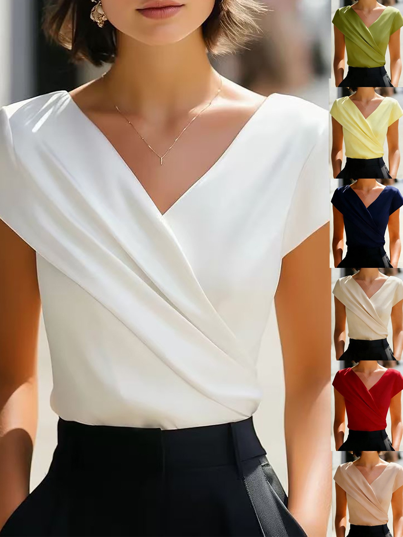 بلوزة نسائية صيفية بيضاء سادة  - مراجعة Wrap Blouse Chiffon وسعره
