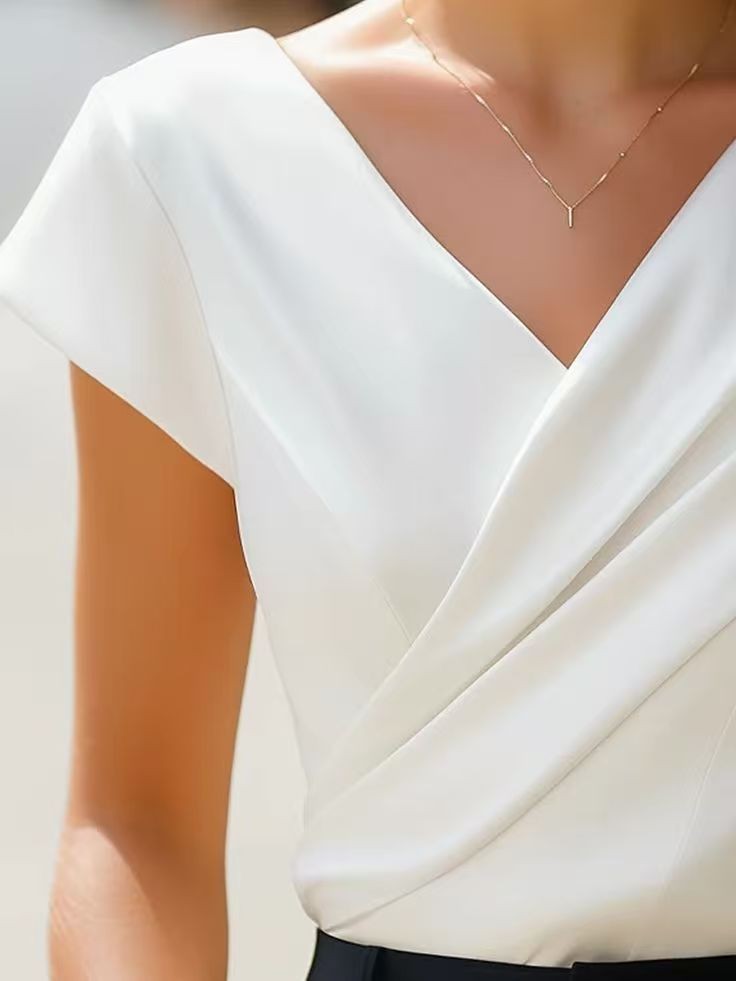 بلوزة نسائية صيفية بيضاء سادة  - مراجعة Wrap Blouse Chiffon وسعره