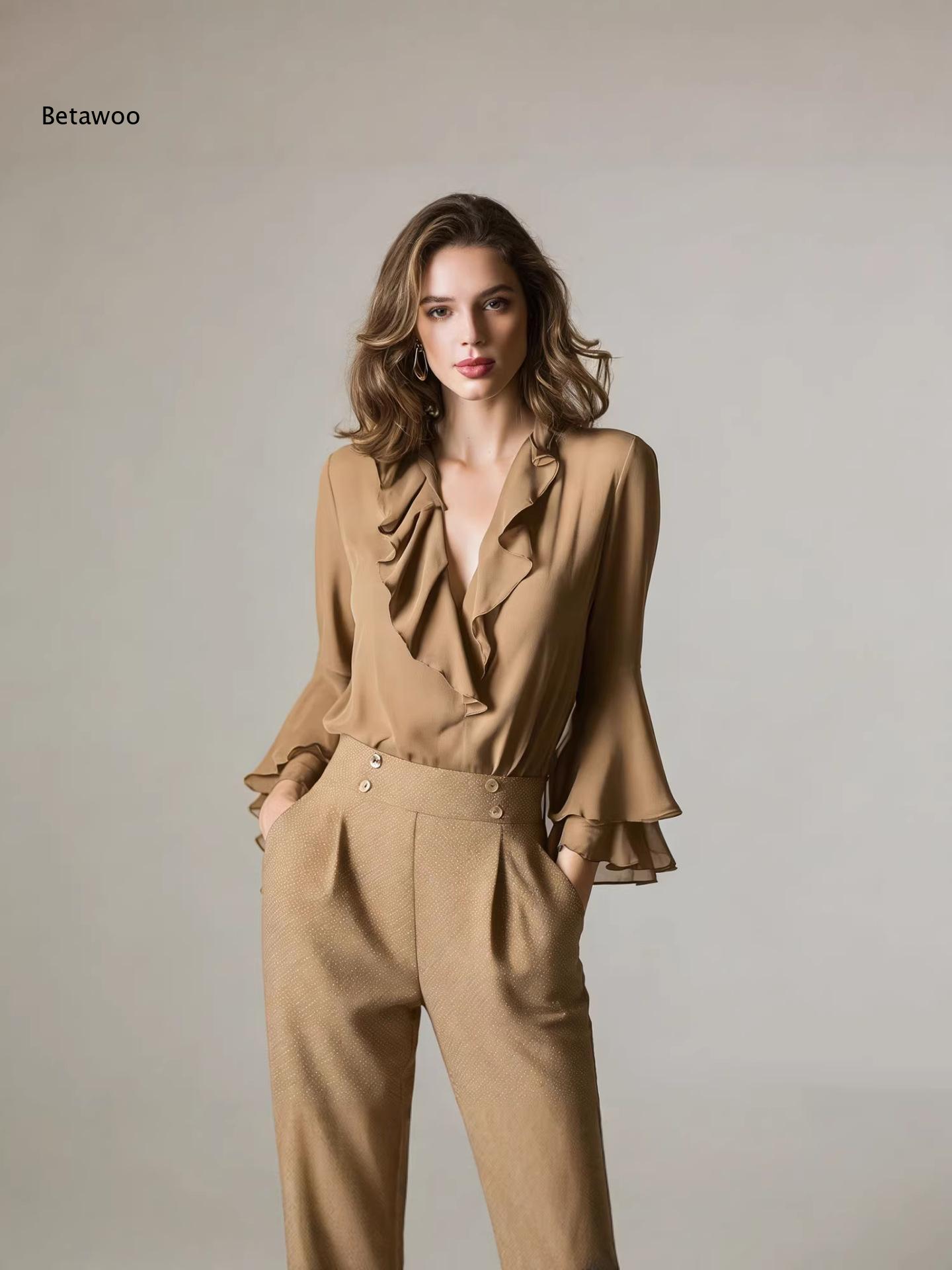 بلوزة نسائية أنيقة من الشيفون  - مراجعة Wrap Blouse Chiffon وسعره